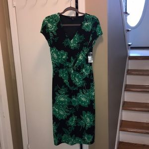 INC Green & Black floral dress